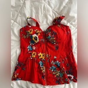 Nice floral red top